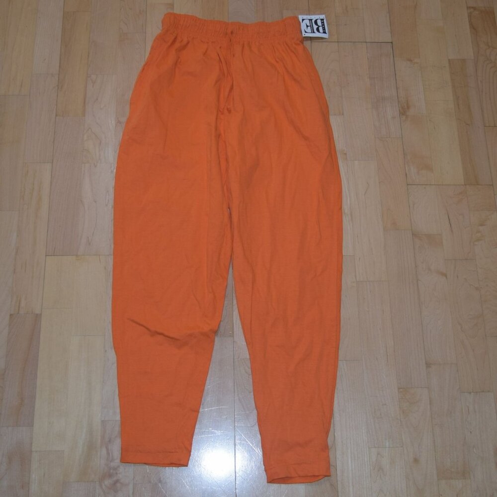 New! BASIC ESSENTIALS PETITE Women's Sz M Orange Pull On Stretch Waist Pants